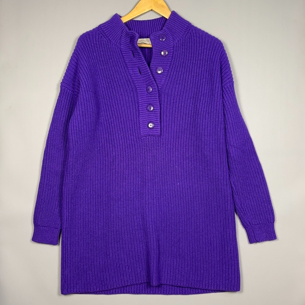Sezane Luan Sweater Dress Womens Size Small Cotton Wool Purple Designer